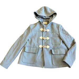 ba&sh Cotton Wool Blend Toggle Coat Jacket Waist-Length Blue Hooded Size 8 Women